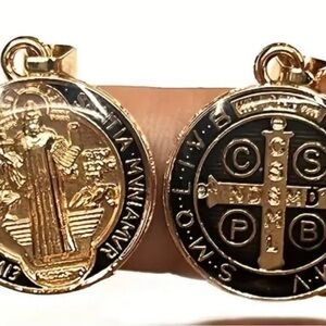 Saint Benedict Pendant, Drip Oil Alloy Colors, Double Sided Detailed Pendant NWT